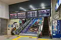 Stairways and escalators to platform