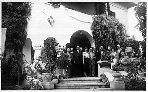 A gathering of friends and family at the manor in Păulești in 1937.