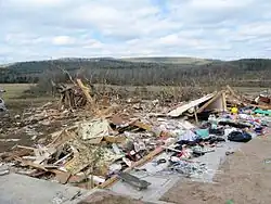 Tornado damage to a house in Clinton, 2008