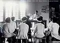 Girls study chemistry in colonial school (Ecole Normale d'Institutrices)