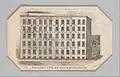 Schastey’s newly constructed manufactory, located at 228 West Fifty-Third Street, on a trade card, 1876–79