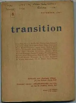 Cover of Issue 8 of literary magazine transition