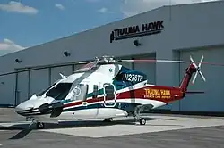 Sikorsky S-76C N276TH Trauma Hawk at its hangar at Palm Beach International Airport