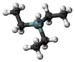 Ball-and-stick model of the triethylsilane molecule