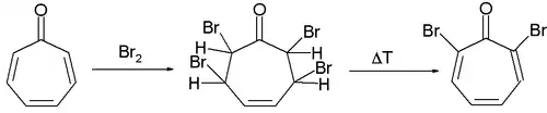 Tropone bromination