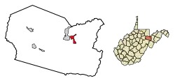 Location of Davis in Tucker County, West Virginia