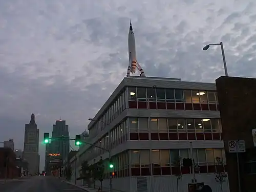 TWA Moonliner II replica atop the restored TWA Corporate Headquarters building in Kansas City, MO, 2007