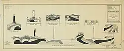 A drawing of USS Broad Arrow in Type 7 Design D camouflage, port side