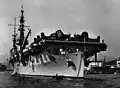USS Saipan at Hong Kong in February 1954.
