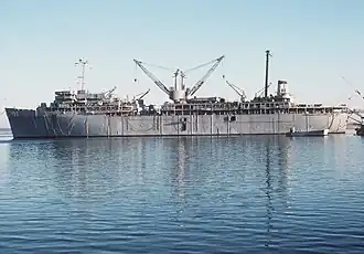 USS Simon Lake (AS-33) at Kings Bay in 1981