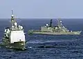 JS Sawagiri with USS&nbsp;Shiloh on 18 December 2004.