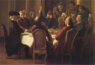 French philosophers sitting around a table