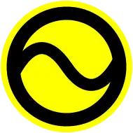 Symbol of Interlingue, a black tilde on a circular yellow background