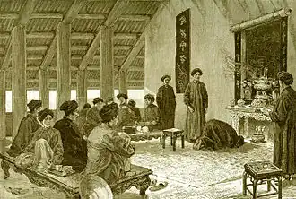 1884 drawing of a marriage ceremony in Tonkin