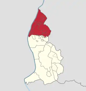 Map of Liechtenstein highlighting the current electoral district of Unterland (red), coextensive with the Lordship of Schellenberg