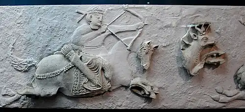 Varahsha, Relief of a hunter, 5th-7th century CE. State Museum of History of Uzbekistan
