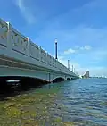 View from water level towards Miami Beach
