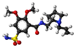 Ball-and-stick model of the veralipride molecule