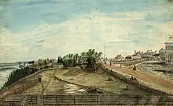 View at the West end of Wellington Street, Upper Bytown, looking east towards Lower Town in 1845 by Thomas Burrowes