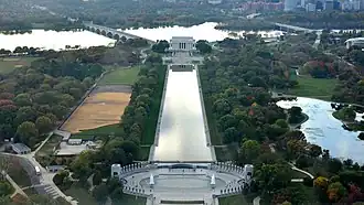 Image 78This view from the top of the Washington Monument shows rows of elm trees lining the Reflecting Pool (November 2014). (from National Mall)