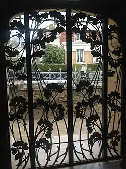 Wrought iron grill of the front entrance