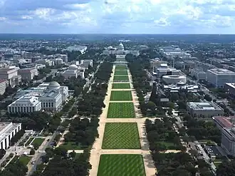 Image 74Looking east from the top of the Washington Monument towards the Mall and the U.S. Capitol, 2023 (from National Mall)