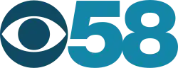 In teal, the CBS Eyemark appears, and to its right the number "58" appears in heavily bold Helvetica.