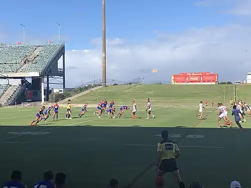 A trial match between the St. George Illawarra Dragons and Newcastle Knights taking place at the ground in February 2019.