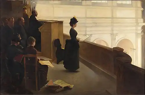 The Organ Rehearsal, depicting the church organ, by Henry Lerolle (1885), now in the Metropolitan Museum of Art
