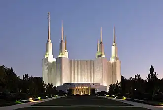 View of The Church of Jesus Christ of Latter-day Saints' Temple located just outside Washington, D.C.