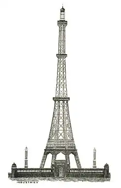 line drawing of tower structure with 8 legs