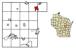 Location of Clintonville in Waupaca County, Wisconsin.