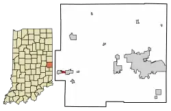 Location of Mount Auburn in Wayne County, Indiana.