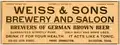 Weiss and Sons Brewery Ad, 1908 Galveston.