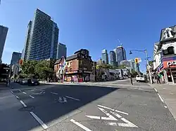 View of the Village looking north from Church and Wellesley Street in 2023