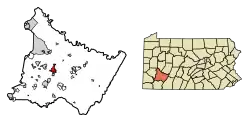 Location of Greensburg in Westmoreland County, Pennsylvania