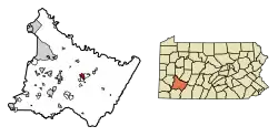 Location of Latrobe in Westmoreland County, Pennsylvania