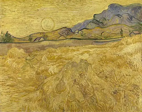 Wheat Field with Reaper and Sun, Late June 1889, Oil on canvas, Kröller-Müller Museum, Otterlo, Netherlands (F617)