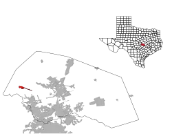 Location of Liberty Hill in Williamson County, Texas