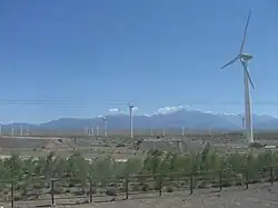 Goldwind turbines in operation at a wind farm Outside Ürumqi