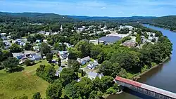 Windsor, VT, with the Cornish-Windsor Covered Bridge visible at bottom-right