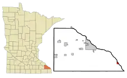 Location of Dakota within Winona County and state of Minnesota