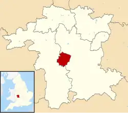 Worcester shown within Worcestershire