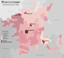 Fig 2: The County of Worcestershire (1832)