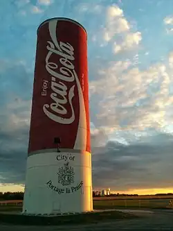 Portage la Prairie, Manitoba, is home to the world's largest Coke can, formerly a water tower.