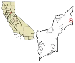Location of Camptonville in Yuba County, California.