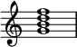 {
\override Score.TimeSignature #'stencil = ##f
\relative c'' {
\clef treble
\time 4/4
\key c \major
<g b d f>1
} }