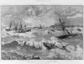 An eyewitness drawing taken from a sketch by an officer on the Calliope.
