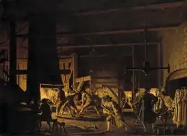 In the Anchor-Forge at Söderfors. The Smiths Hard at Work (Nationalmuseum)