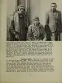 Picture of three liberated inmates, two wearing the black and white striped concentration camp inmate clothing, p.&nbsp;13